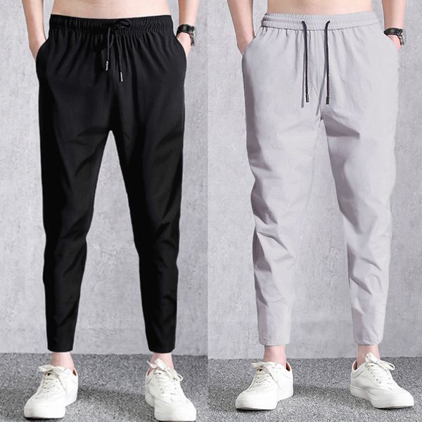 

men ninth ice side stretch small feet male fast fashion soil color hip hop casual broek, Black