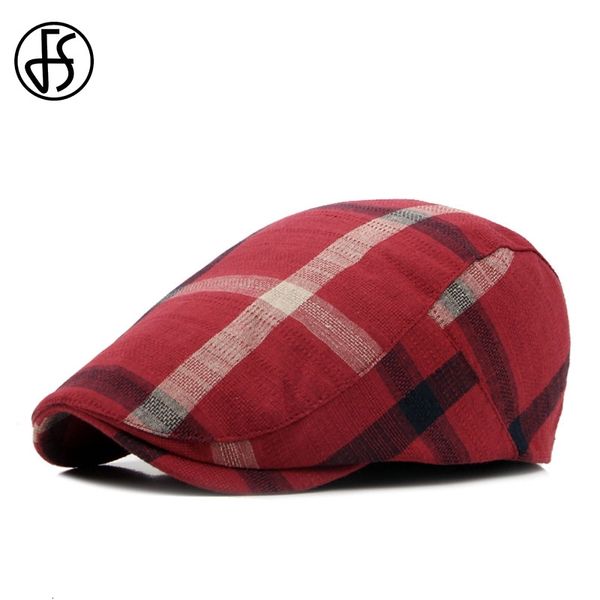 

fs classic plaid berets caps for men casual cotton flat women newsboys gatsby casquette gorras peaked cabbie hats, Black;white