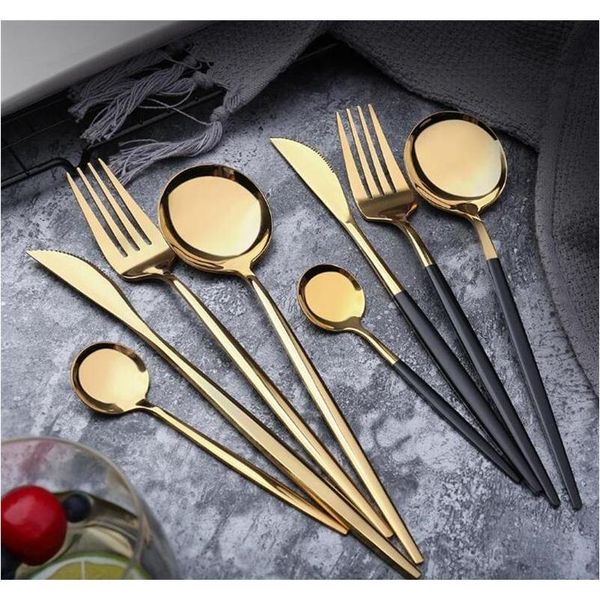 

stainless steel mirror tableware silver gold knife meal spoon fork tea spoon flatware western din jlluau ladyshome