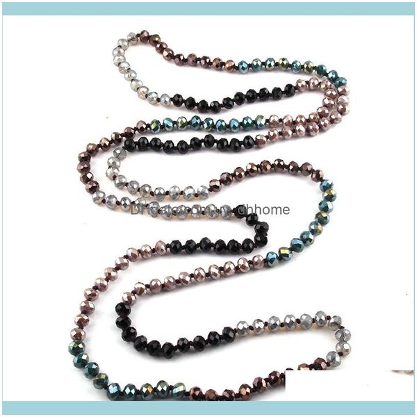 Ketten Halsketten Anhänger Schmuckketten Mode Böhmischer Schmuck 150 cm Kristallglas Lange geknotete dunkle mehrfarbige Halskette Drop Lieferung