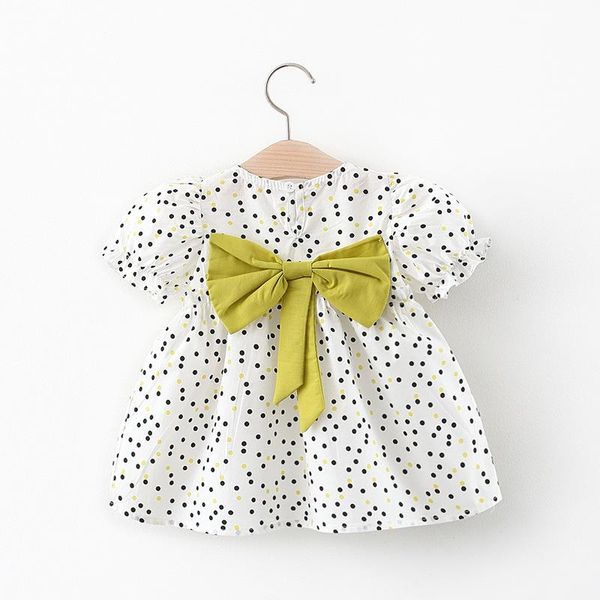 

girl's dresses 2021 baby girls bow dot print dress summer, Red;yellow