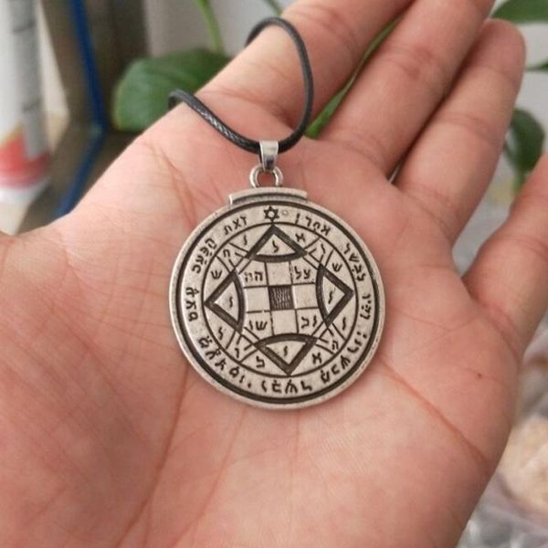 

pendant necklaces yellow color solomon chapter five sealed pagan talisman rune retro mens male star necklace, Silver