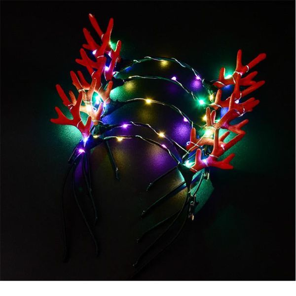 

glowing light led elk cosplay deer antler ear headbands hen party hair accessories wedding decoration c qylgts, Blue;red