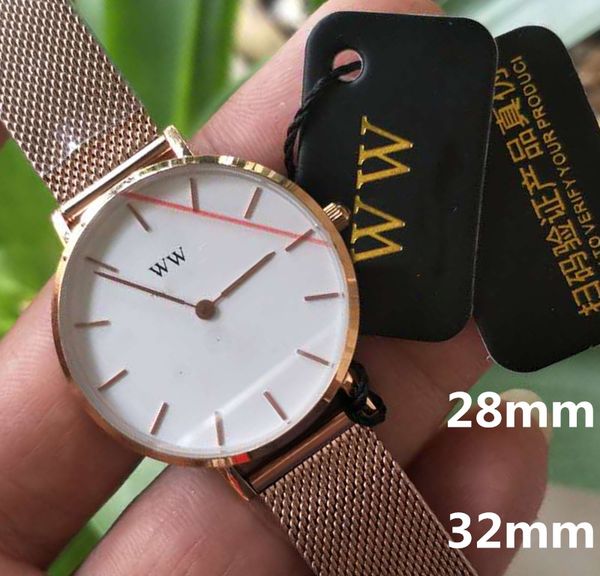 bayan tasarımcı kol saati saf paslanmaz çelik ww3a dw 36mm 32mm 28mm supior gül altın moda kuvars hareket izle montre de lüks