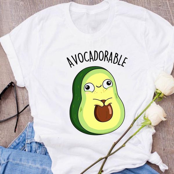 

women graphic avocado kawaii cute cartoon fruit clothes floral lady tees print clothing female t shirt womens t-shirt, White