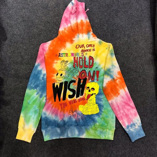 

2021 new travis scott astrowld world 1.1 "flecking tie dye hoodies hiphop streetware mann oversize hoodie pullover printed by a woman&q, Black