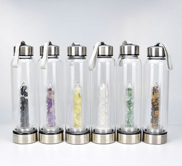 

natural quartz gem glass water bottle direct drinking glass crystal cup 8 styles ing