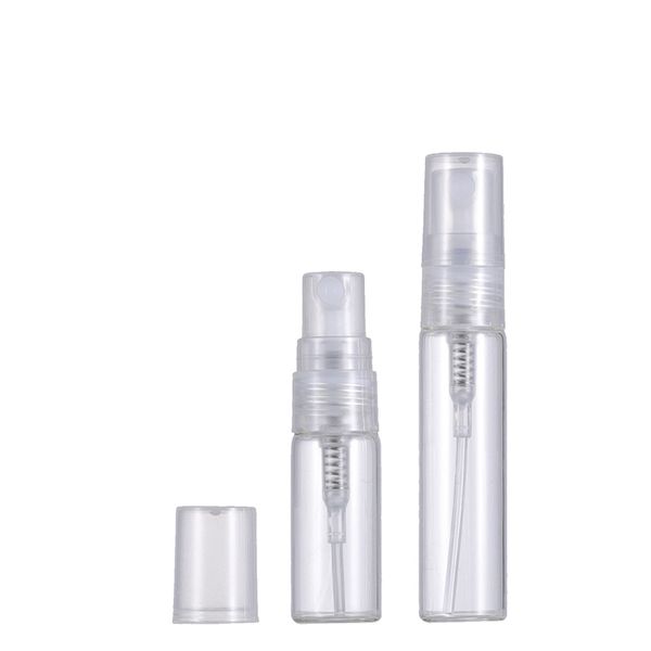 Atacado 2ml 3ml 5ml 10ml pequeno frasco de vidro de vidro vazio recipiente de perfume cosmético transparente com névoa bocal de atomizador para amostra e viagem