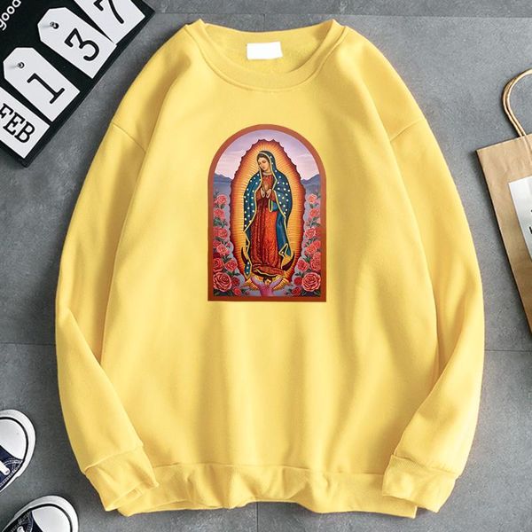 

men's hoodies & sweatshirts our lady of guadalupe print hoodie warm brand male comfortable casual hoody oversized loose streetwear, Black