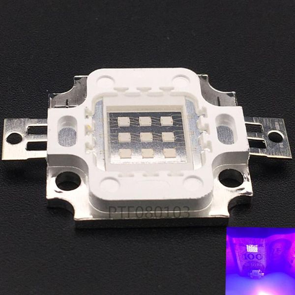 

light beads 10pcs arrival 10w uv lamp 395-400nm 9-12v purple cob led bead high power diy ultraviolet chip