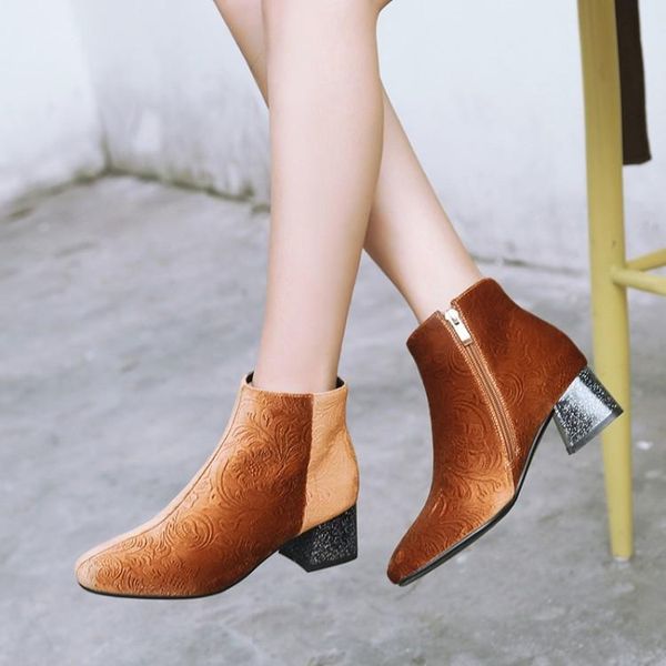 

boots big size 9 10 11-13 women shoes ankle for ladies woman winter flower metal decoration, Black