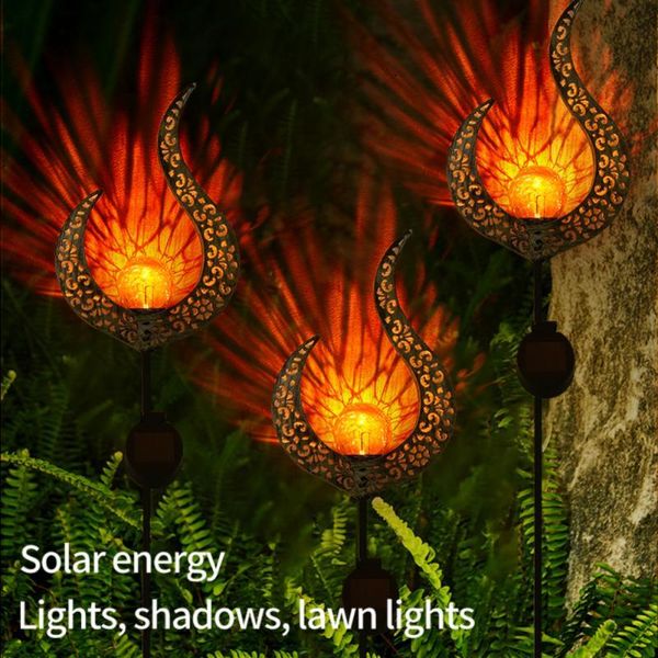 

solar lamps 2pcs garden light led lawn wrought iron moon outdoor decorative landscape lights ip65 waterproof