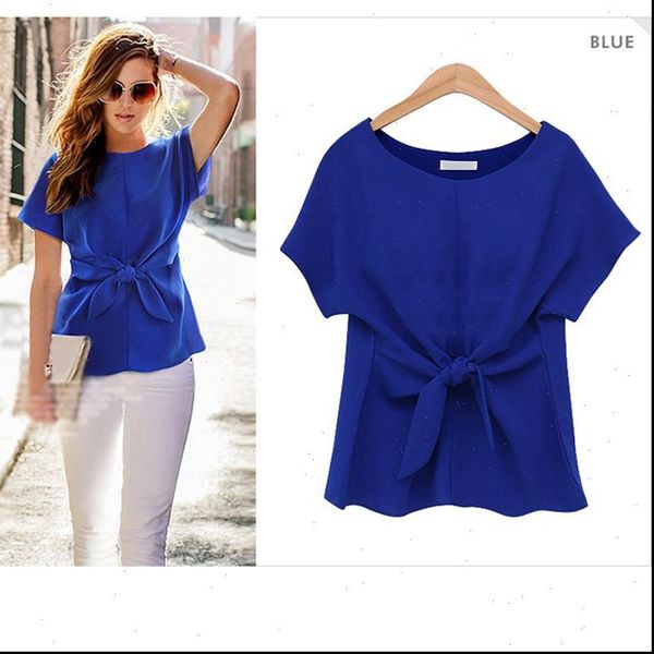 

2021 fashion women kimono bowknot blouses o neck short sleeve shirts chiffon casual vintage plus size blusas blouse, White