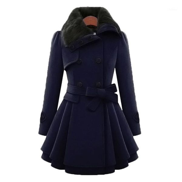 

woolen coat women 2021 winter europe and america red black gray casual plus size 5xl lapel fashion blends jacket gh342 women's wool &
