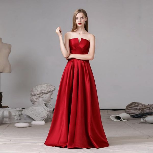 

party dresses strapless split front red satin evening prom dress gown, White;black