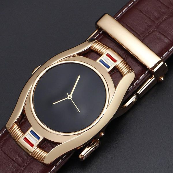 

belts style men's genuine leather belt clock buckle crocodile grain cowhide jeans for men luxury designer cowboy black, Black;brown
