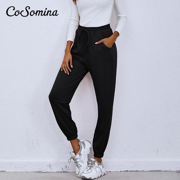

women's pants & capris cosomina women trousers 2021 plus size casual running sporting high waist sweatpants jogger streetwear pantalon, Black;white