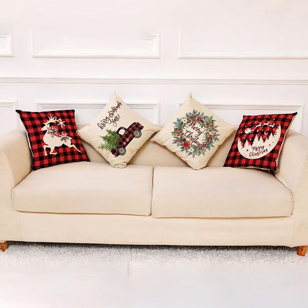 

pillow case 4pcs linen cotton throw cases decorative soft square geometric style cover suit for couch, sofa, bed ,chair