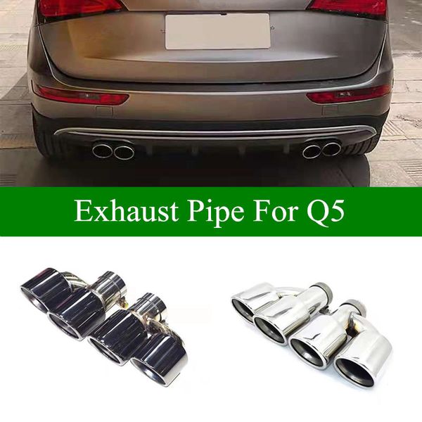 1 par estilo h estilo aço inoxidável exaustão tubos de silenciador para a-udi q5 upgrade sq5 preto/ prateado escaps de carro dicas