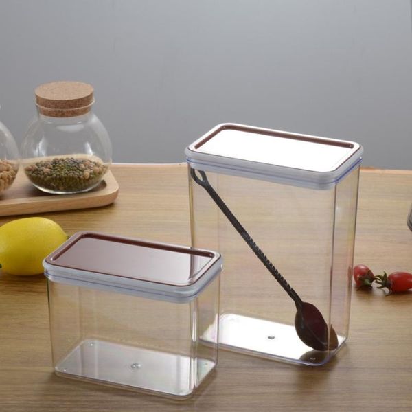 

storage bottles & jars 1000ml plastic square thickened fruit powder box, transparent coffee bean jar sealed essential box for milk tea shop