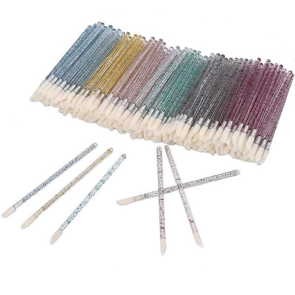 

makeup brushes wholesale disposable crystal handle lipstick brush flocked lip applicator