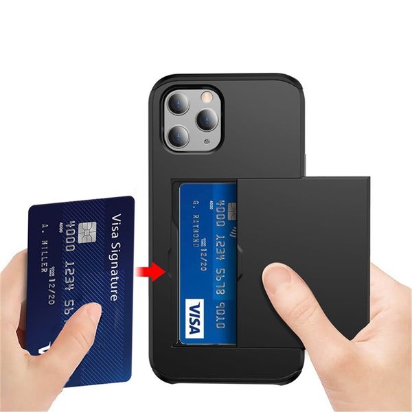 

suitable for iphone12samsung s20 note10 note 20 mobile phone shell iphone11pro sliding cover card two-in-one anti-fall wallet protective cov