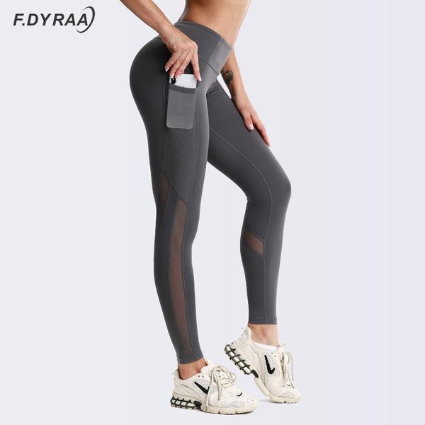 

f.dyraa fitness yoga pants mesh sports leggings energy gym women legging high waist push up workout running sportswear