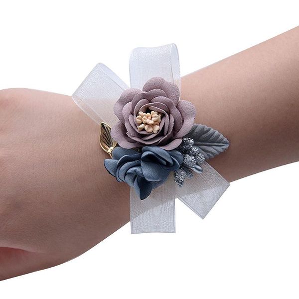 

charm bracelets bride bridesmaid hand flowers wrist artificial wedding dancing party decor bridal prom accessories, Golden;silver