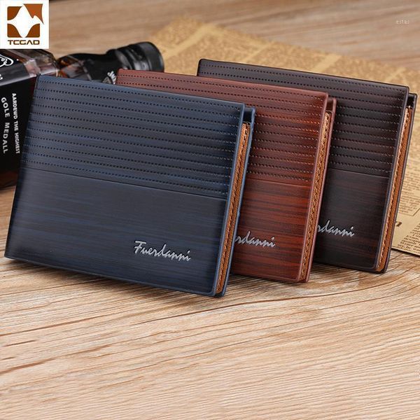 

wallets tcgad 2021 summer fashion luxury men's short purse leather retro style card pack thin wallet1, Red;black