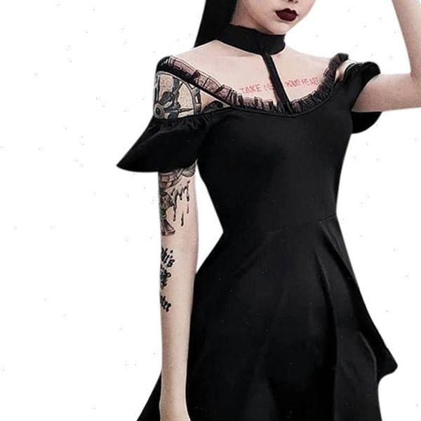 

dress women gothic punk chinese cheongsam harajuku sundress vintage short sleeve slim dress vestidos d7, Black;gray