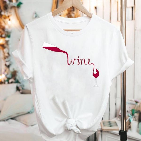 

graphic short sleeve wine womens t shirt cute love clothing cartoon summer fashion print female clothes tees, White