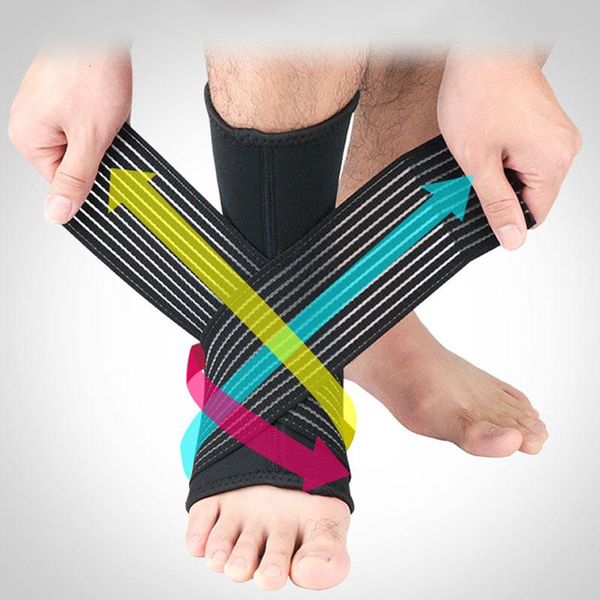 

1pair rehabilitation ankle support brace gym adjustment protection foot bandage sprain prevention fitness sport ankle guard, Blue;black