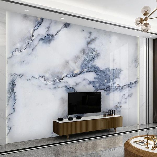 

wallpapers custom 3d wall mural wallpaper simple white blue diamond marble landscape living room sofa tv background home decor fresco