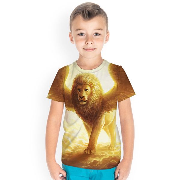 

simba original printing children 3d printing t-shirt animal print summer daily sweatshirt round neck short sleeve high quality, Blue