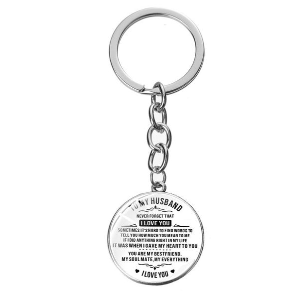 

to my husband letter design keychain never forget that i love you fashion handmade pendant key chains llaveros wife gift, Silver
