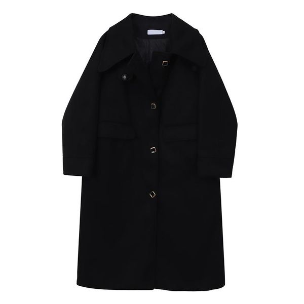 

women's wool & blends winter coat 2021 oversize outwear black cashmere long sleeve loose fit jacket fashion tide autumn