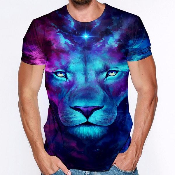 

men's t-shirts summer 3d printing t-shirt animal lion tiger hip hop streetwear style fashion tshirt handsome t shirt, White;black
