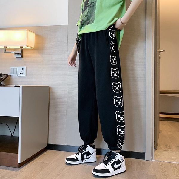 

women's pants & capris salt street sports early spring thin loose high waist slimming versatile ankle-tied harem sweatpants fashion, Black;white