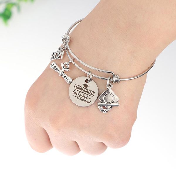 

bangle 1pcs graduation gift keepsake316l grade stainless steel women girls bangles charm bracelet, Black