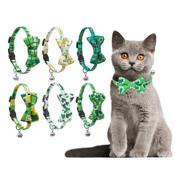 

cat collars & leads st.patrick day collar with cute bow tie bell adjustable safety