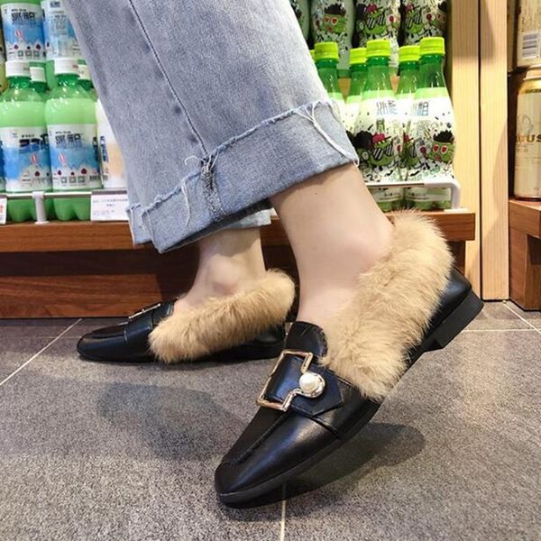 

dress shoes single shoes women's fashion lazy peas autumn england small leather net red winte mdp6, Black