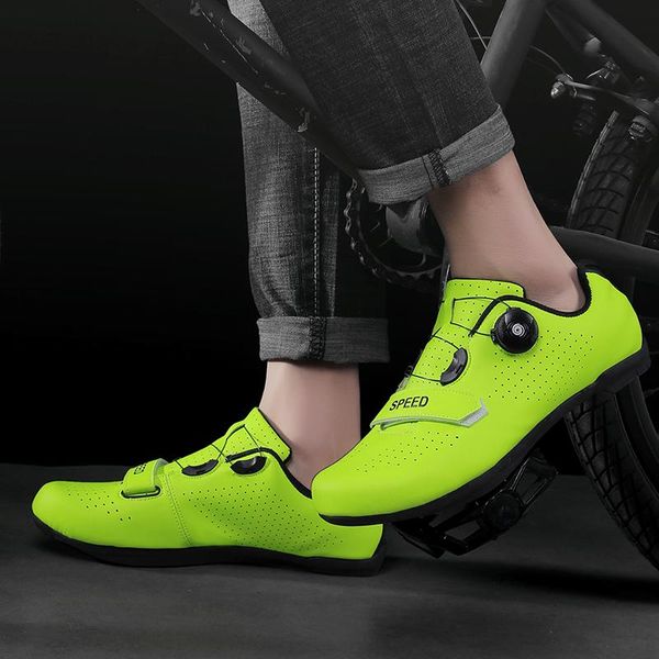 

cycling footwear men road shoes size 37-44 sneakers bike ultralight bicycle self-locking professional breathable shoe fluorescent green, Black