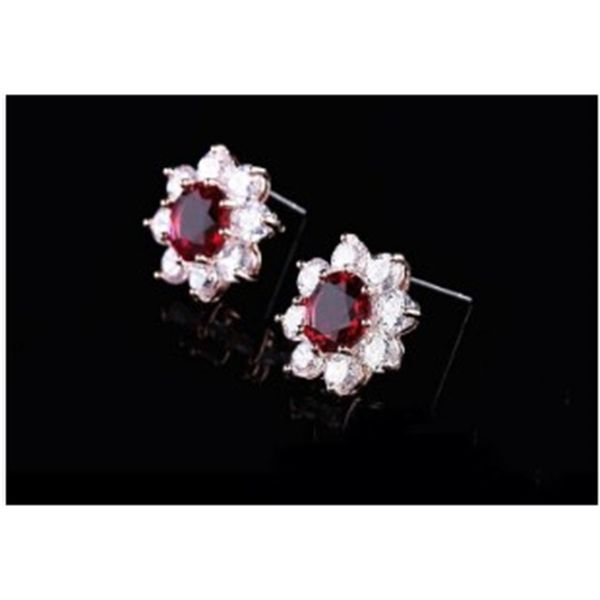 

red*blue crystal sunflower lady's earings (1*1cm) (woniu152, Silver