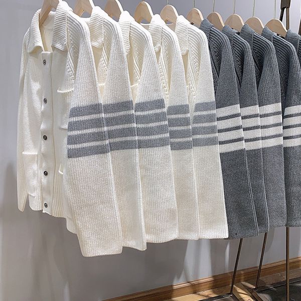 

5259 college style tb heavy industry cardigan wool women's thick needle single breasted thickened lapel sweater coat, Black