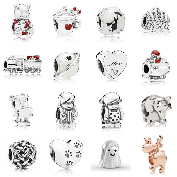 

new 2021 100% 925 sterling silver797564enmx christmas bear charmand luxurious diy women original bracelet fashion jewelry, Black