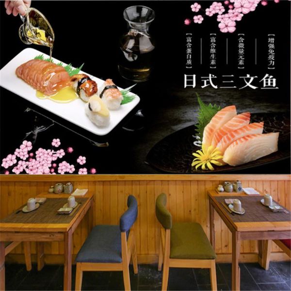 

wallpapers japanese salmon cuisine sushi wallpaper industrial decor restaurant black background wall papers mural papel de parede