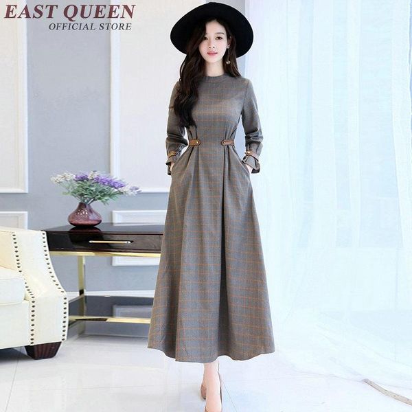 

casual dresses autumn women 2021 female tartan dress tunic long sleeve winter nn0922 c, Black;gray