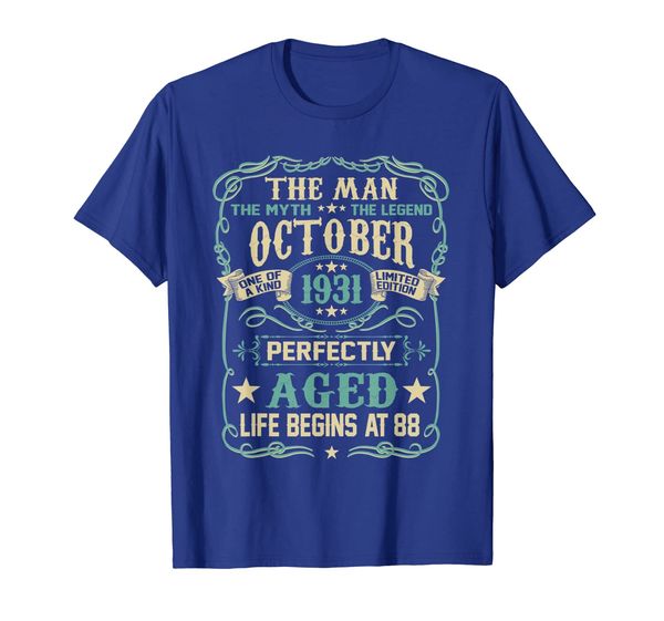 

88th birthday gifts the man myth legend october 1931 t-shirt, White;black
