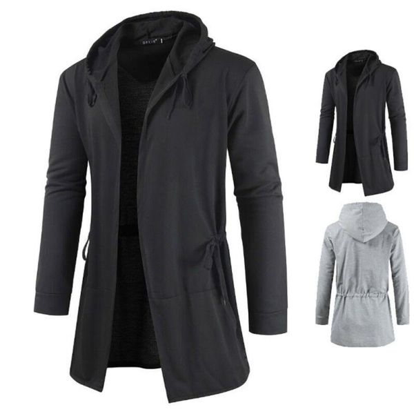 

men's hoodies & sweatshirts men plain long sleeve jacket hoodie cardigan coat simplicity slim sportswear, Black