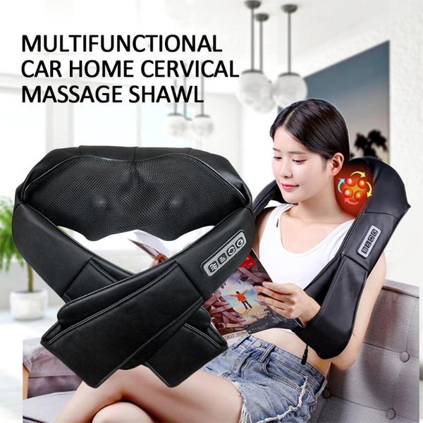 

neck massager electrical massage shiatsu back shoulder body u shape shawl infrared heated kneading car/home massager 2021